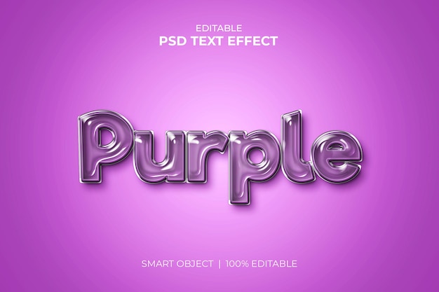 PSD maquette de logo en verre violet maquette d'effet de texte modifiable 3d psd premium