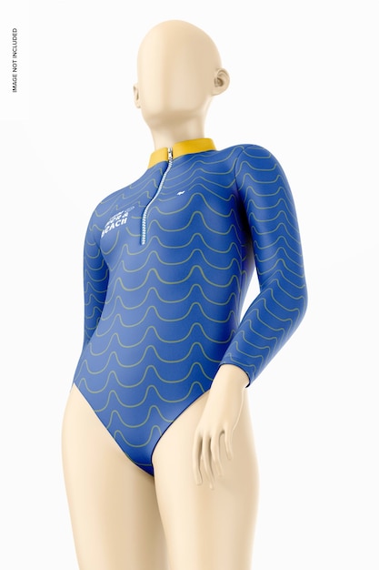 Maquette de maillot de bain à manches longues femme sur mannequin