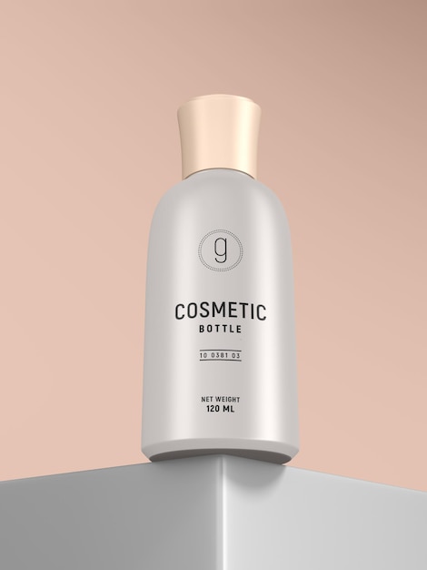 Maquette de marque de bouteille cosmétique en métal brillant