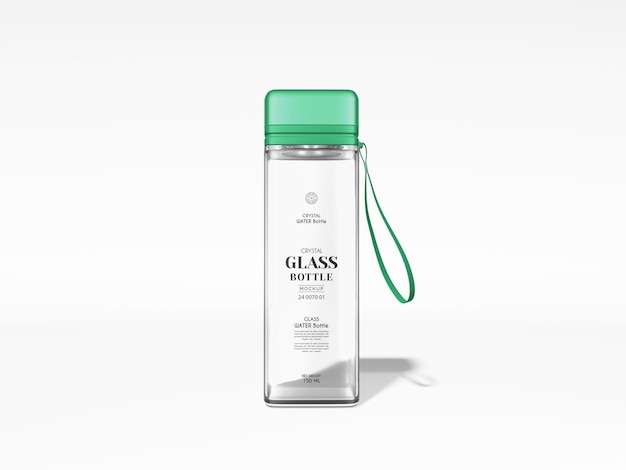 Maquette de marque de bouteille d'eau en verre transparent