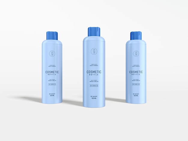 Maquette de marque de bouteille de lotion pour le corps en plastique brillant pour soins de la peau