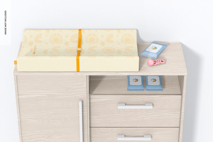 PSD maquette de matelas à langer rectangulaire pour bébé, en surface