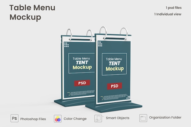 PSD maquette de menu et de tente de table psd premium