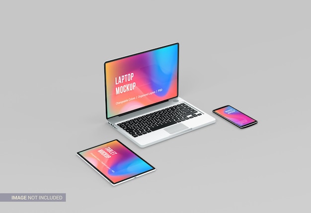 Maquette minimaliste de tablette et d'ordinateur portable pour smartphone