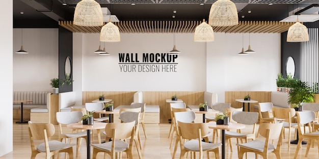 Maquette de mur de café intérieur - rendu 3d, illustration 3d