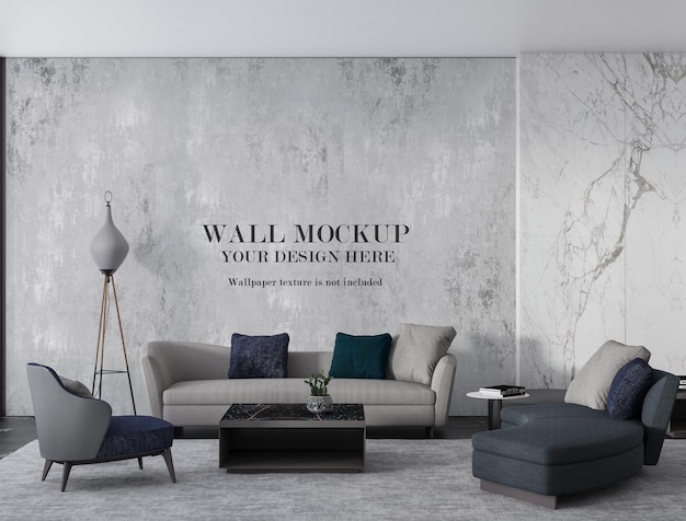 Maquette de mur de hall contemporain avec des meubles minimalistes