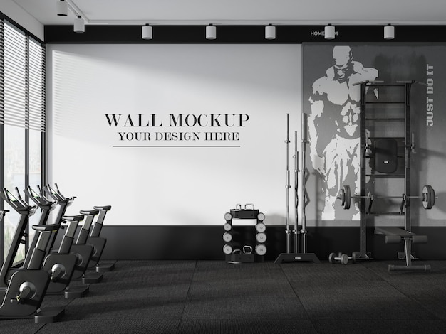 maquette de mur de salle de gym ou de fitness en noir et blanc