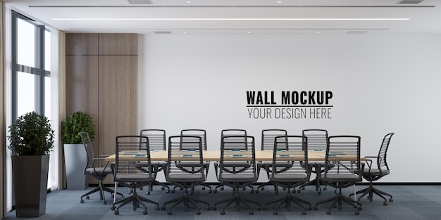 PSD maquette de mur de salle de réunion de bureau moderne intérieur