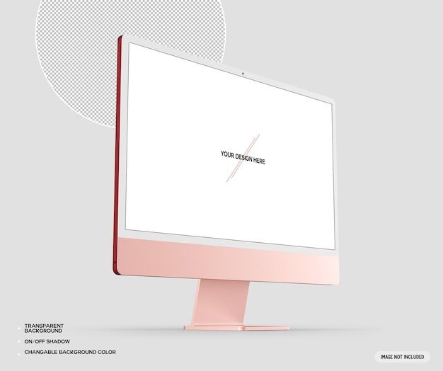 maquette d'ordinateur de bureau rose