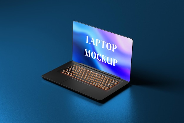 Une maquette d'ordinateur portable de jeu PSD