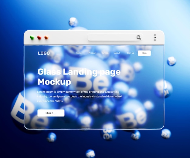 Maquette De Page D'atterrissage 3d Avec Effet De Morphisme De Verre Ou Maquette De Présentation D'interface Web 3d