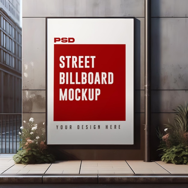 PSD maquette d'un panneau d'affichage dans la rue