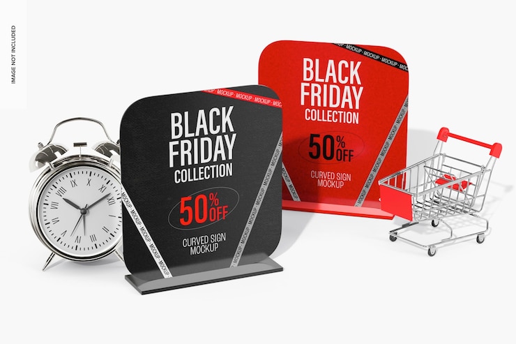 PSD maquette de panneaux incurvés du black friday