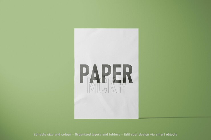 PSD maquette de papier vierge modifiable vue de face
