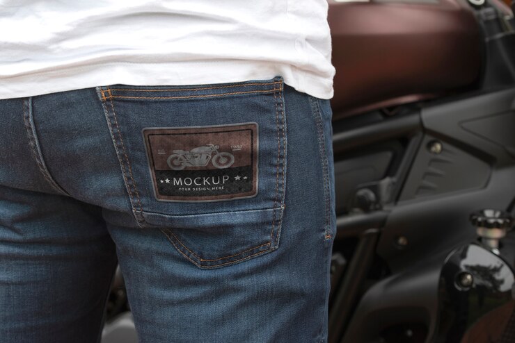 PSD maquette de patch de poche en jean