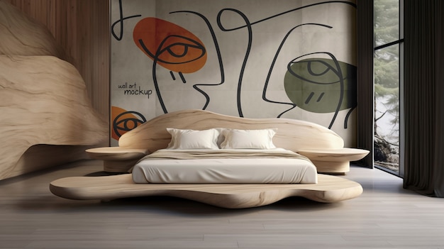 Une maquette de peinture murale de la tendance lagom et japandi