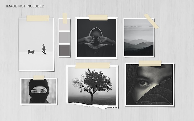 PSD maquette de photo de moodboard