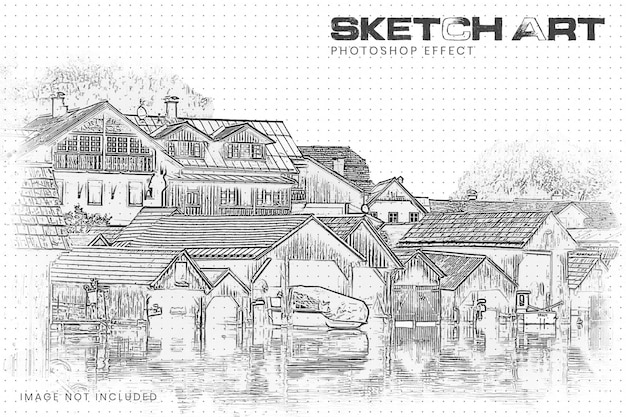 Maquette Photoshop en papier pointillé d'art de croquis