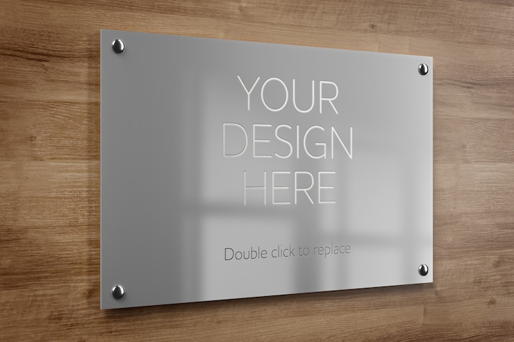 PSD maquette de plaque de bureau en métal