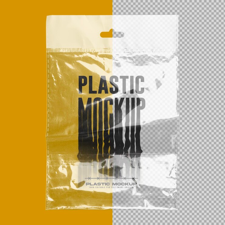 PSD maquette en plastique transparent réaliste