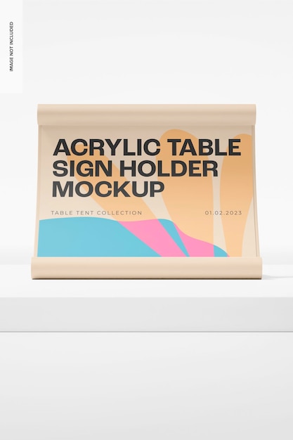 Maquette de porte-affiche de table en acrylique, sur podium