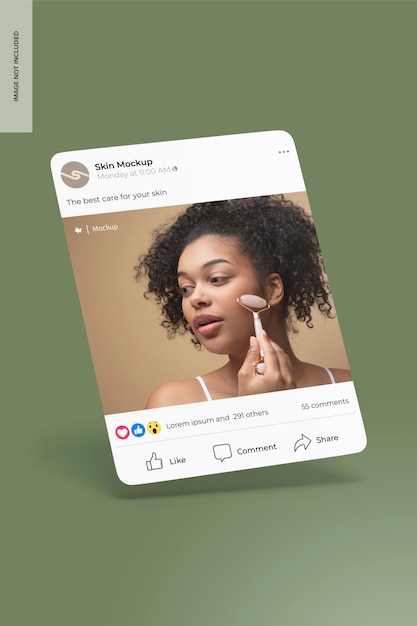 Une maquette de poste Facebook flottante
