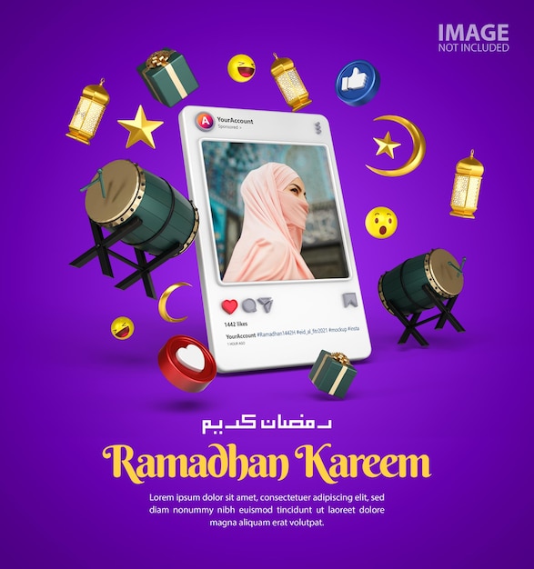 Maquette De Poste De Médias Sociaux Instagram Ramadan Kareem Islamique