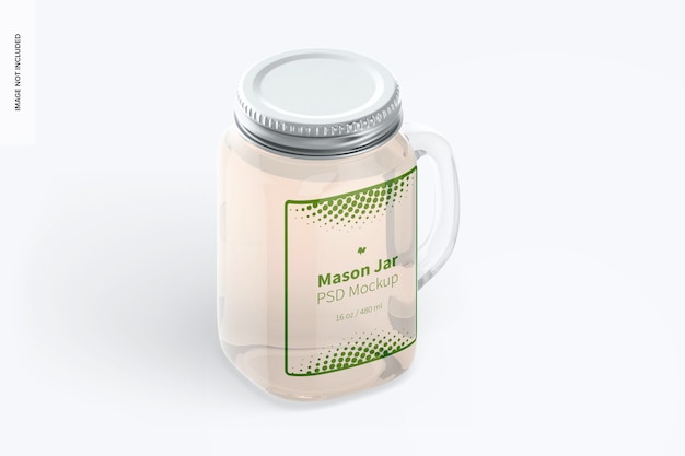 Maquette de pot Mason de 16 oz, vue isométrique de droite