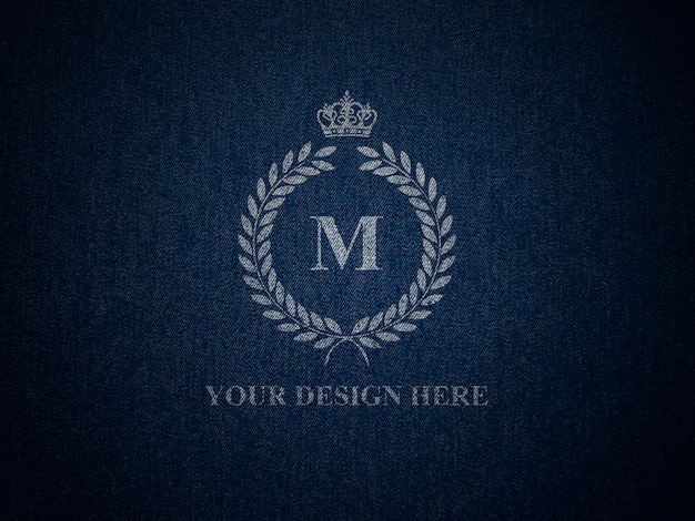 PSD maquette pour logo sur la texture de jeans