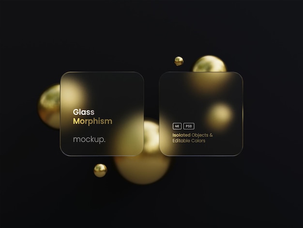 Maquette de présentation d'interface avec effets de morphisme en verre dépoli 3D Render