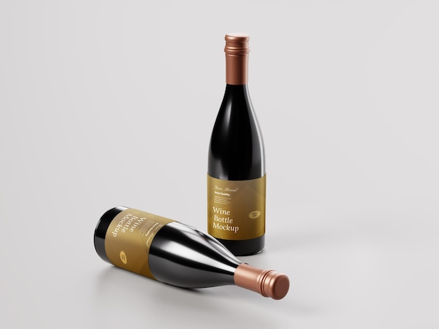 Maquette de produit de deux bouteilles de vin