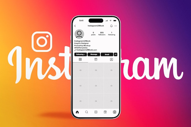 Une maquette de profil Instagram en gradient