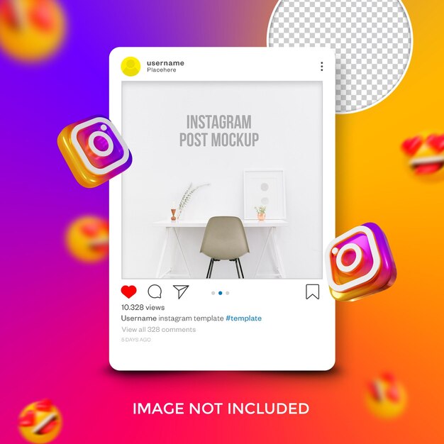 Maquette psd moderne de page de publication instagram