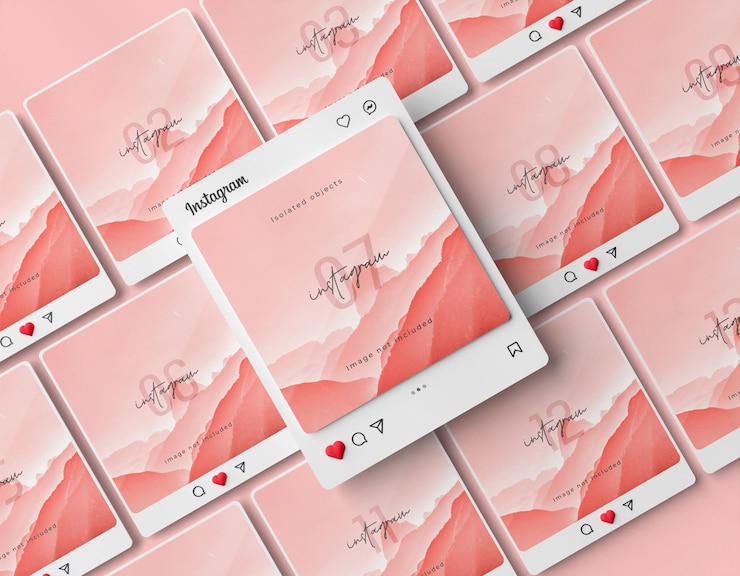 PSD maquette de publication instagram en rendu 3d isolée
