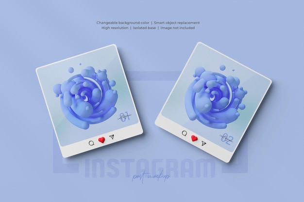 Maquette de publication instagram en rendu 3d isolée
