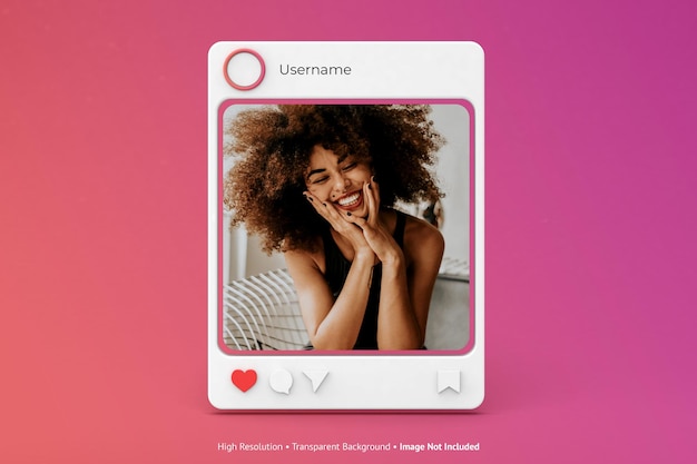 PSD maquette de publication de médias sociaux instagram 3d