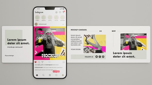 PSD maquette de publication sur les réseaux sociaux avec smartphone