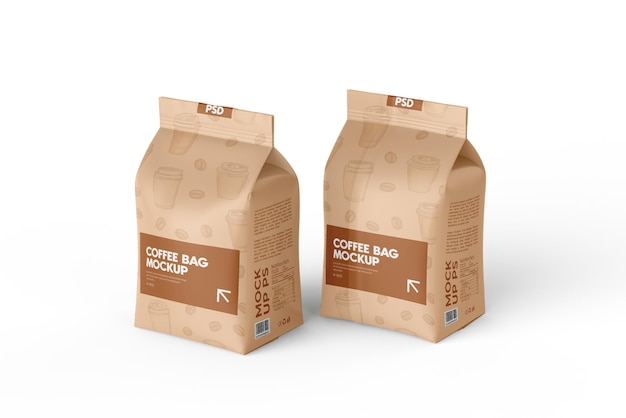 Une maquette réaliste d'un sac à café en plastique