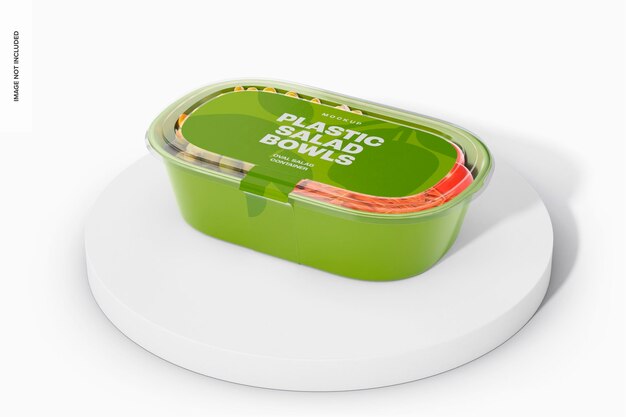 Maquette de récipient à salade ovale, sur podium