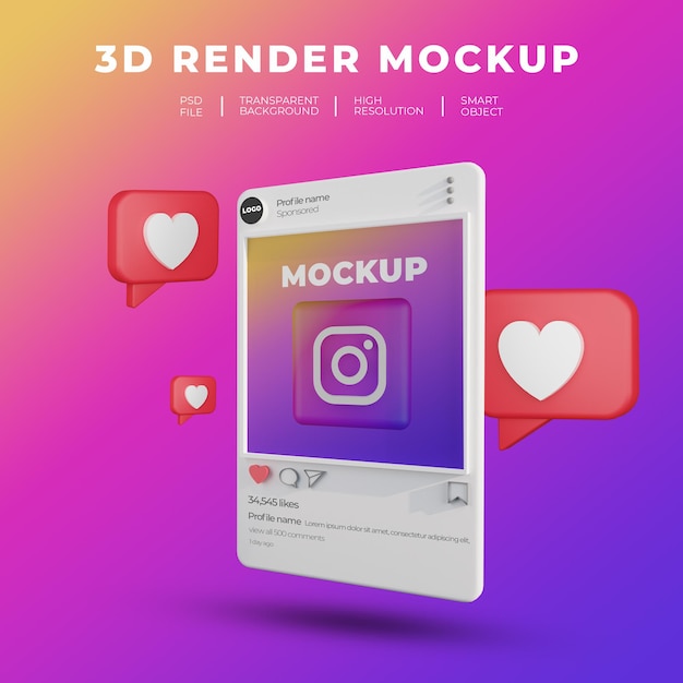 Maquette De Rendu 3d Rendu Post Instagram