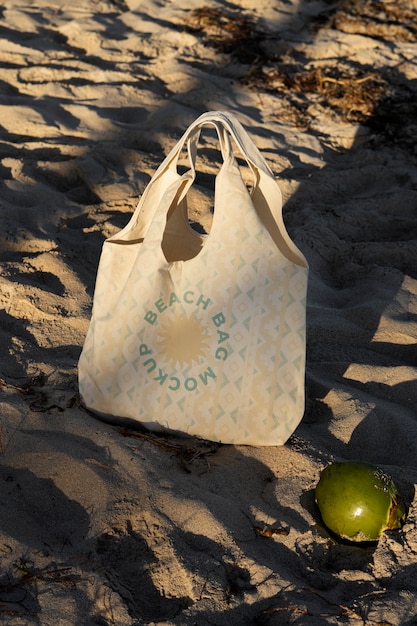 Maquette De Sac De Plage Sur Le Sable