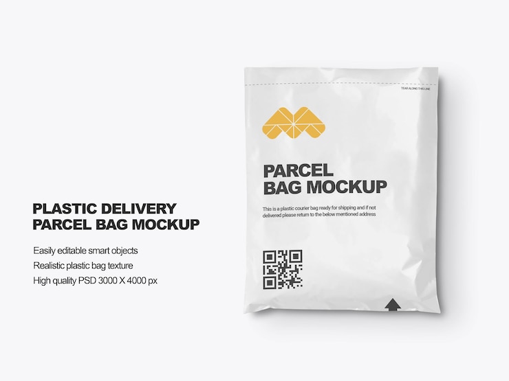 PSD maquette de sac postal de livraison en plastique
