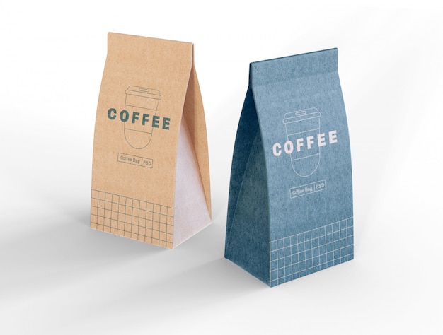 Maquette de sacs à café en papier