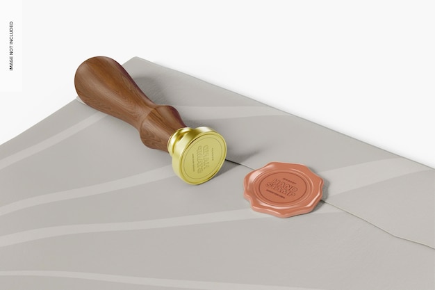 PSD maquette de sceau de cire ronde, vue de gauche
