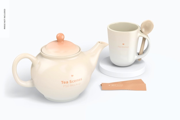 PSD maquette de scène de thé