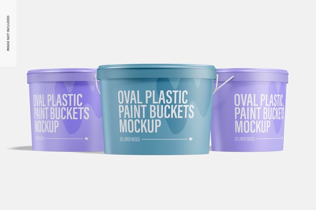 Maquette de seaux de peinture en plastique ovale