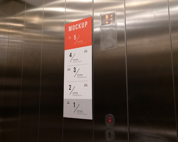 PSD maquette de signalisation à l'intérieur d'un ascenseur