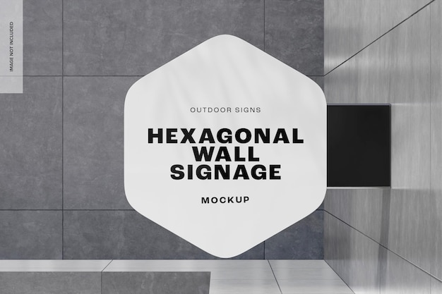 Maquette de signalisation murale hexagonale, vue de face