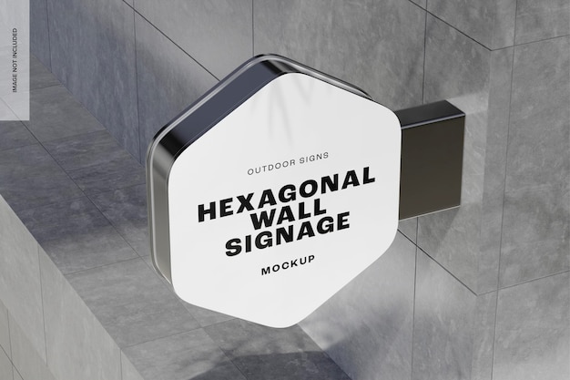 Maquette de signalisation murale hexagonale, vue en plongée