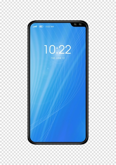 Maquette de smartphone bleu isolé sur fond transparent rendu 3D